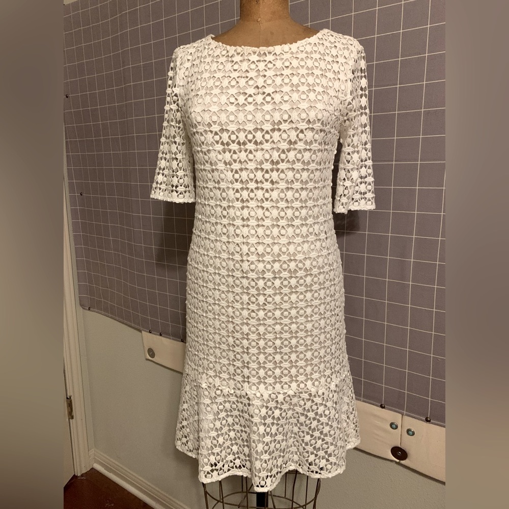 Italian White Lace Fully Lined Dress